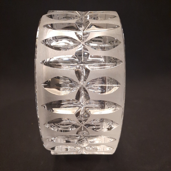 Vintage Cut Crystal Frosted Clear Glass Cigar Cigarette Ashtray 5” - Picture 3 of 8